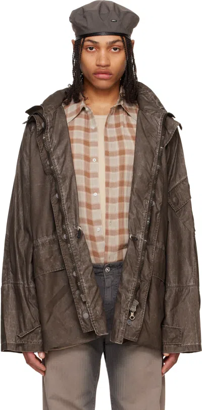 Our Legacy Brown Horizon Jacket In Brown Wash Out Nylon