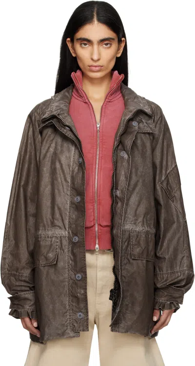Our Legacy Brown Horizon Jacket In Brown Wash Out Nylon