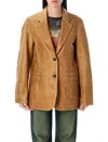 Our Legacy Brown Leather Blazer With Tailored Silhouette In Brown