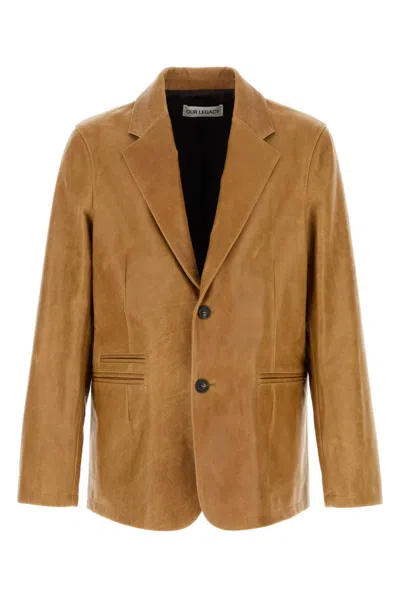 OUR LEGACY BROWN LEATHER OPENING BLAZER