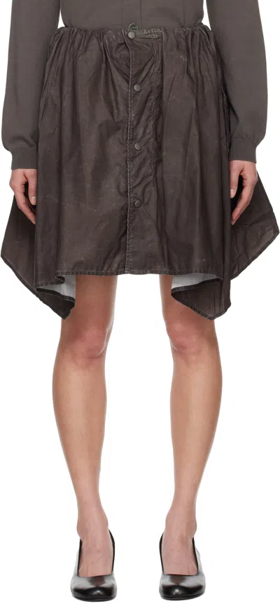Our Legacy Brown Mainsail Miniskirt In Brown Wash Out Nylon