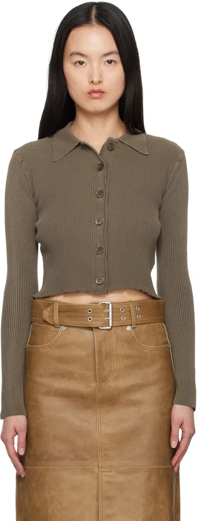 Our Legacy Brown Mazzy Polo Cardigan In Tobacco Clean Cotton