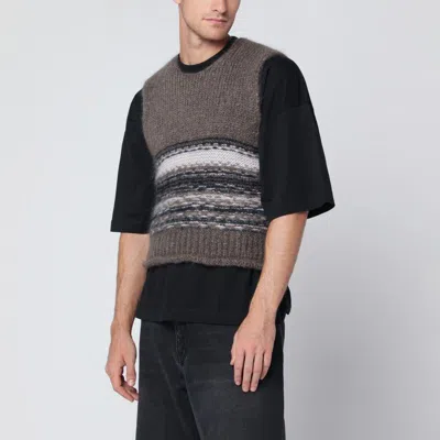 Our Legacy Brown Mohair And Wool Waistcoat In Multi