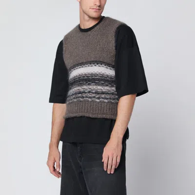Our Legacy Brown Mohair And Wool Waistcoat In Multi