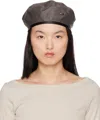 Our Legacy Brown Nylon Beret In Brown Wash Out Nylon