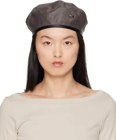 Our Legacy Brown Nylon Beret In Brown Wash Out Nylon