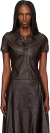 Our Legacy Brown Piquet Leather Blouse In Brown