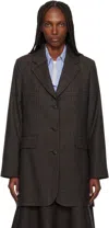 Our Legacy Queens Plaid-jacquard Wool Blazer In Brown