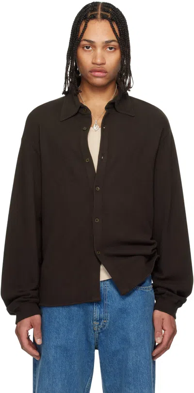 Our Legacy Brown Recovery Shirt In Deep Brown Fuzzy Fle