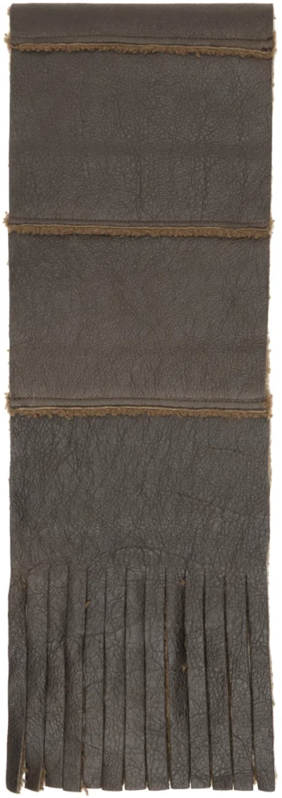 Our Legacy Brown Shearling Scarf In Rustic Grain Brown S