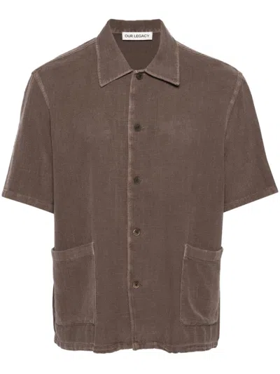 Our Legacy Brown Short-sleeved Cotton Shirt