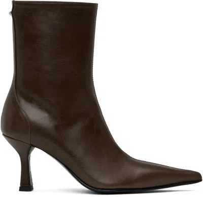 Our Legacy Brown Slim Boots In Castagno Satin