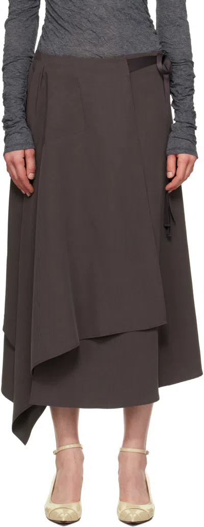 OUR LEGACY BROWN SPINNAKER MIDI SKIRT