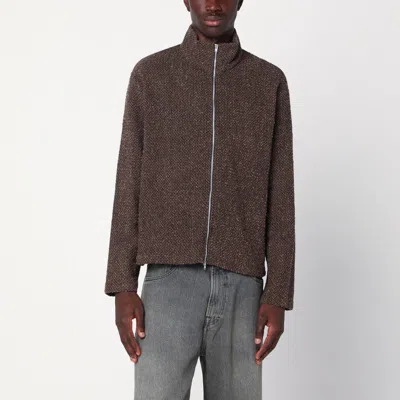OUR LEGACY BROWN TEXTURED ZIP-UP JACKET
