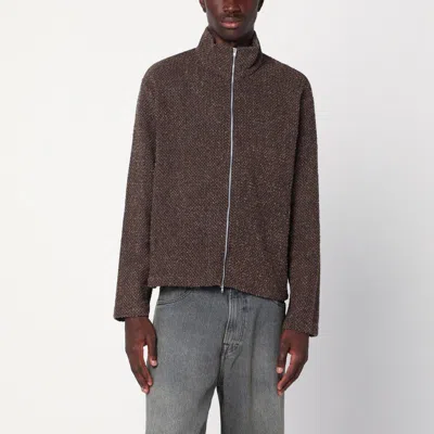 OUR LEGACY OUR LEGACY  BROWN TEXTURED ZIP-UP JACKET