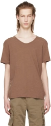 Our Legacy T-shirt With Round Neck And Short Sleeves In Fudge Cotton Silk