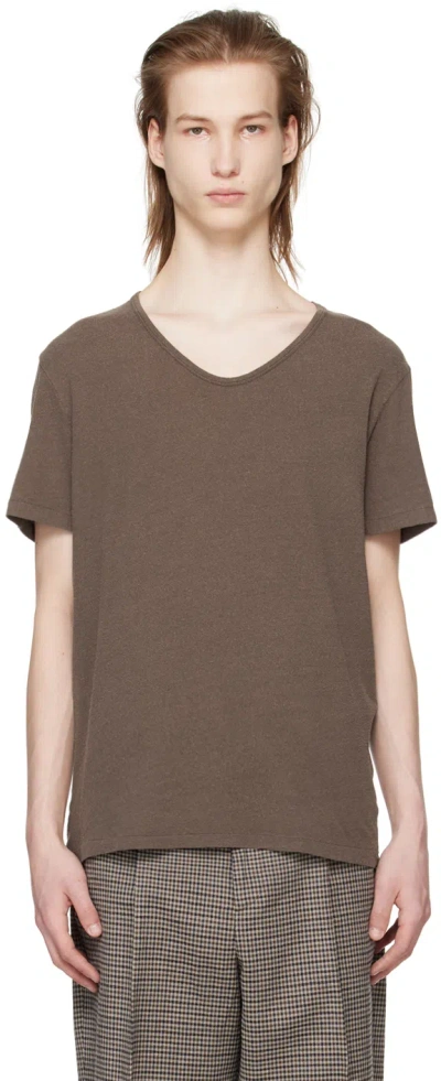 Our Legacy Brown Washed T-shirt In Washed Charcoal Cott