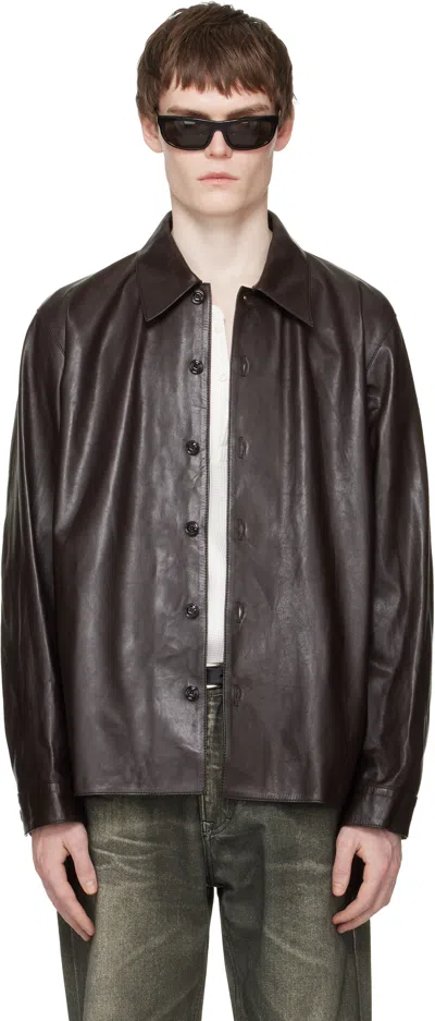 Our Legacy Brown Welding Leather Shirt