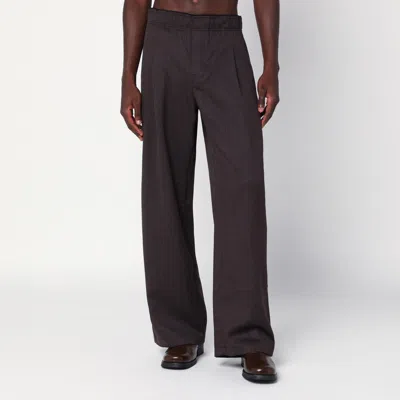 Our Legacy Brown Wide-leg Wool Trousers In Black