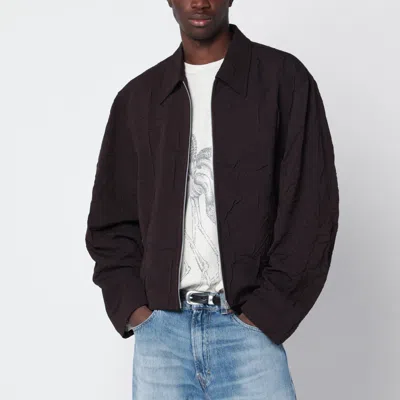 Our Legacy Brown Zip-up Jacket In Virgin Wool In Red