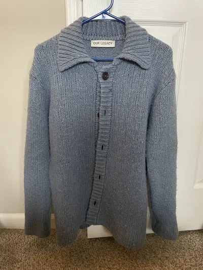 Pre-owned Our Legacy Brushed Knit Cardigan In Blue