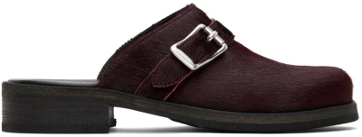 Our Legacy Burgundy Camion Mules In Bordeaux Hair On Hid