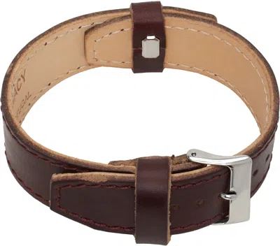 Our Legacy Burgundy Continuous Strap Leather Bracelet In Burgundy Chromexcel