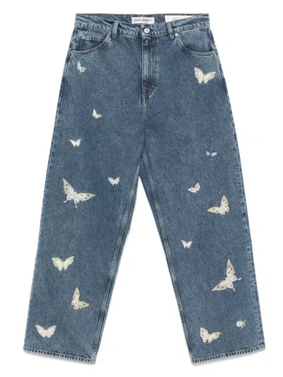 Our Legacy Jeans Mit Schmetterlingsstickerei In Indigo Butterfly