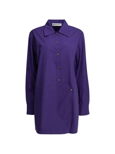 Our Legacy Wave Long Poplin Shirt In Purple
