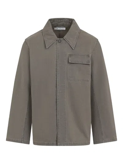 Our Legacy Straight-cut Casual Jacket With Pointed Collar In Green