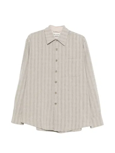 Our Legacy Above Striped Shirt Cotton Linen Long Sleeves In Gray