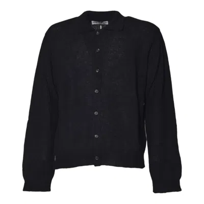Our Legacy Button-up Cardigan Sweater In Soft Alpaca Wool In Black