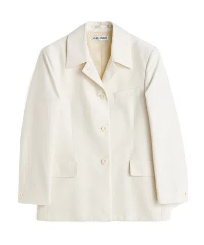 Our Legacy Button-up Cotton-blend Jacket In White