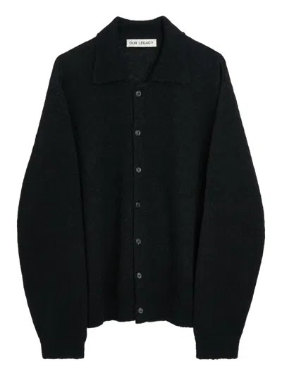 Our Legacy Button-down Classic Collar Alpaca-blend Cardigan In Black
