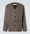Our Legacy Mens Mole Grey V-neck Patch-pocket Wool-alpaca Blend Cardigan In Brown