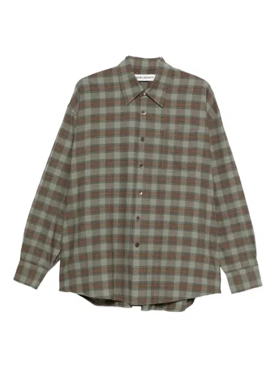 Our Legacy Buttoned Check Shirt In Green