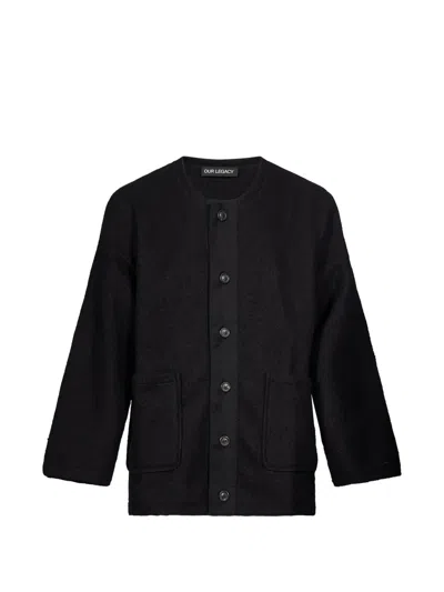 Our Legacy Button-up Patch-pocket Jacket In Black