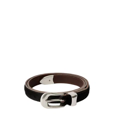 Our Legacy Calf Hair Belt In Brown