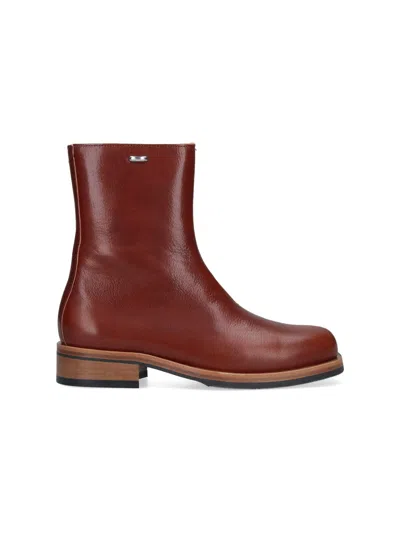Our Legacy Truck Ankle Boots In Burgundy