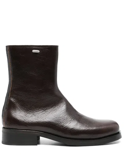 Our Legacy Camion Square-toe Leather Boots In Brown