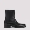 Our Legacy Block Heel Round Toe Smooth Finish Boots In Black