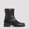 Our Legacy Block Heel Round Toe Smooth Finish Boots In Black