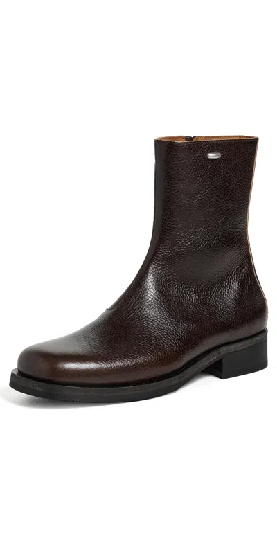 Our Legacy Chocolate Leather Camion Ankle Boots In Brown