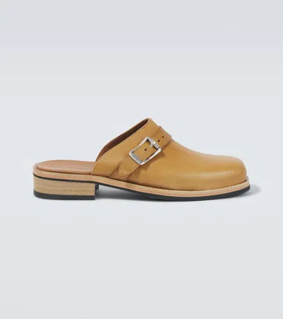 Our Legacy Camion Leather Mules In Burnt Sugar Leather