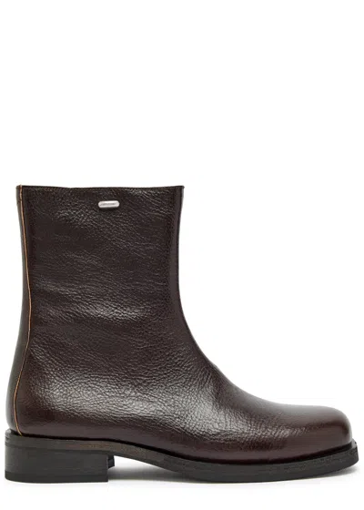 Our Legacy Camion Grained Leather Ankle Boots In Brown