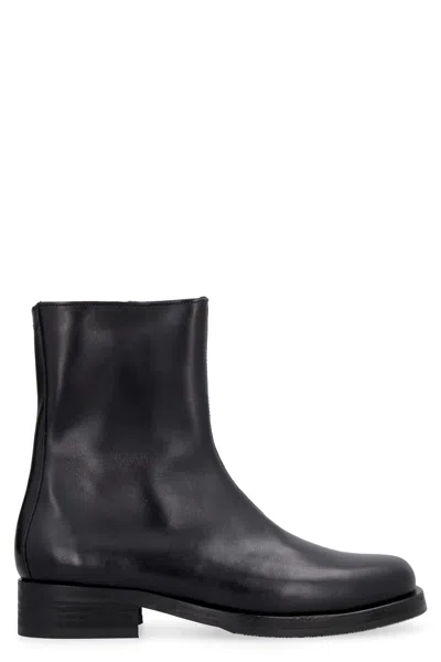 Our Legacy Camion Leather Ankle Boots In Black
