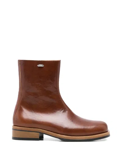 Our Legacy Camion Leather Ankle Boots In Brown