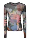 Our Legacy Super Slim Long Sleeve Printed Mesh Top In Blue