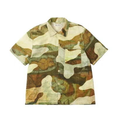 Pre-owned Our Legacy Camo Print Shortsleeve Box Shirt In Green