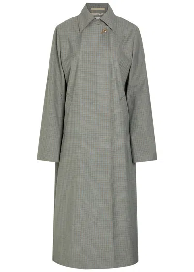 Our Legacy Capital Checked Woven Trench Coat In Gray